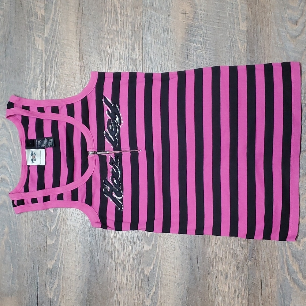 Vintage Harley Davidson striped tank top. Size Large